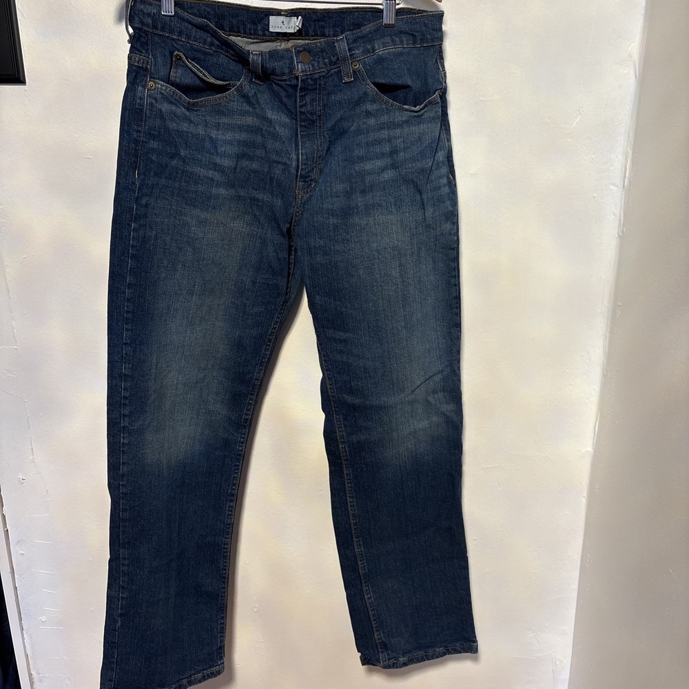 True Craft Jeans Men's 34x32 Straight Leg Relaxed Fit Medium Wash Stretch